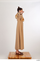  Photos Woman in Historical Dress 31 14th century Brown Winter coat Historical clothing t poses whole body 0002.jpg